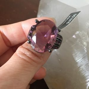 NWT Banana Republic Cocktail Ring Amethyst Crystal
